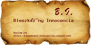 Bleszkány Innocencia névjegykártya